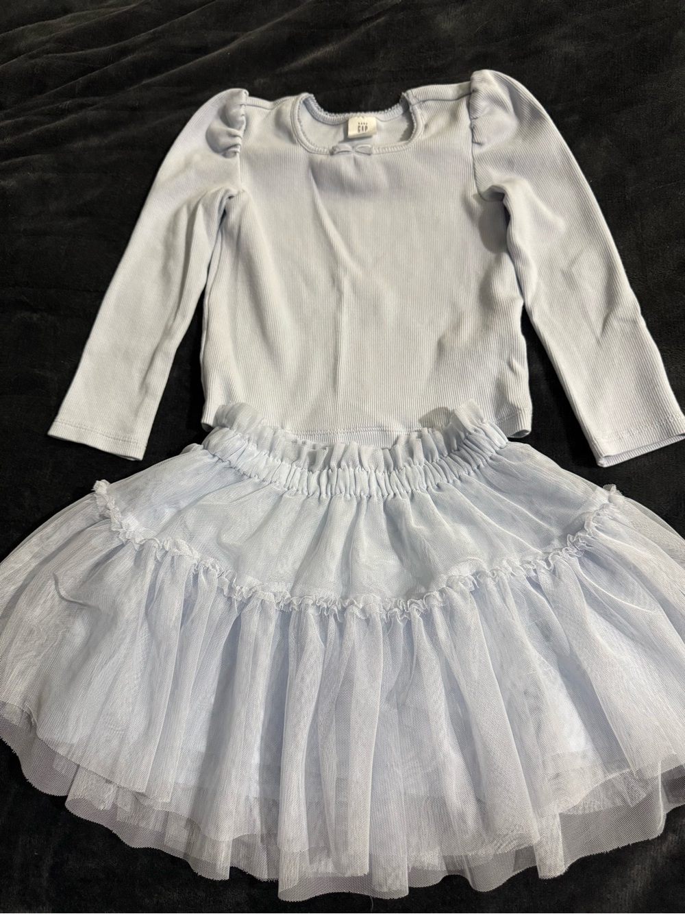 Baby Gap Girls Blue Puff Sleeve Top & Tulle Skirt Set